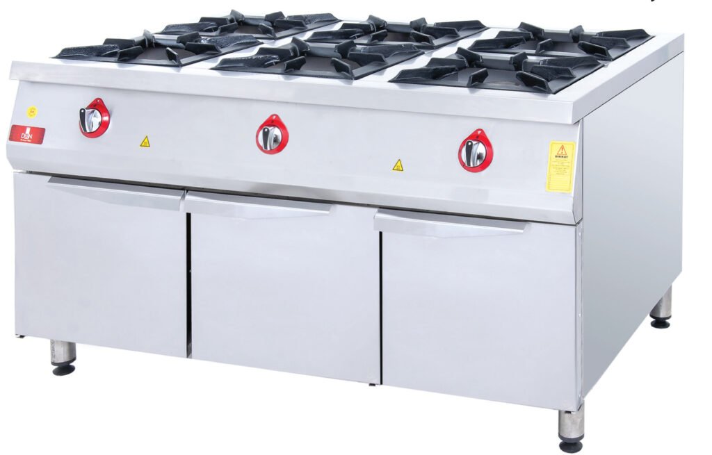 Range and Cabinet - 6 Burners - 150x100 - Gas — DRN professional kitchen equipment