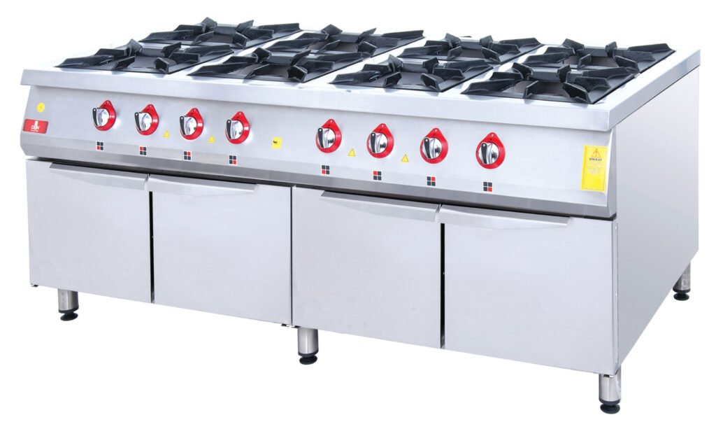 Range and Cabinet - 8 Burners - 200x100 - Gas — DRN professional kitchen equipment