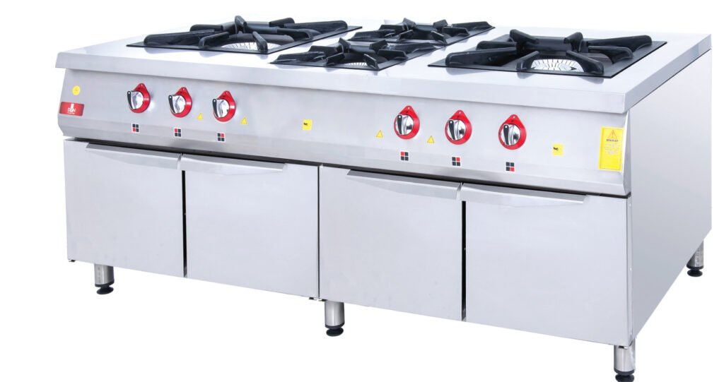 Range and Cabinet - 6 Burners - 200x100 - Gas — DRN professional kitchen equipment