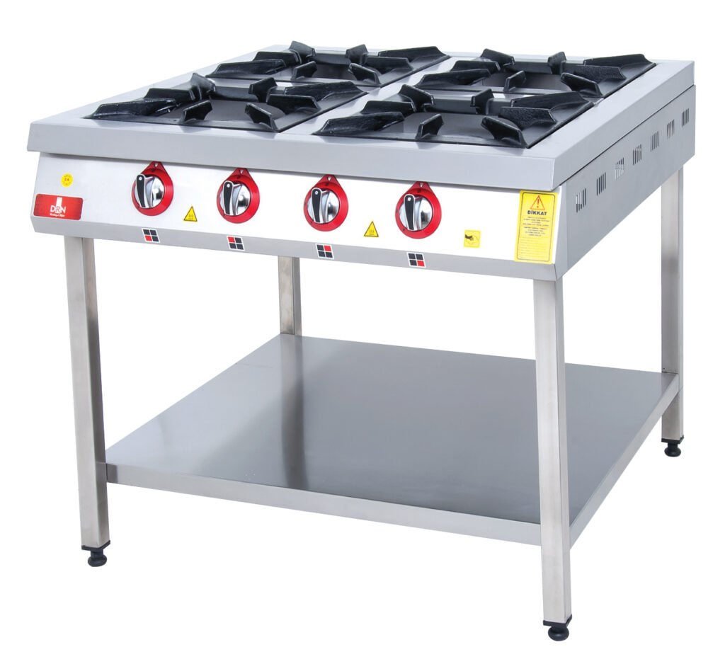 Range and Bottom-Shelf - 4 Burners - 100x100 - Gas — DRN professional kitchen equipment