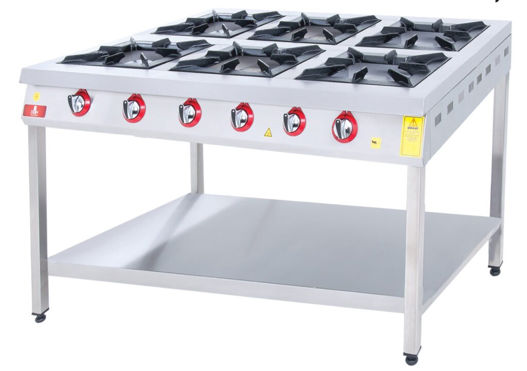 Range and Bottom-Shelf - 6 Burners - 150x100 - Gas — DRN professional kitchen equipment