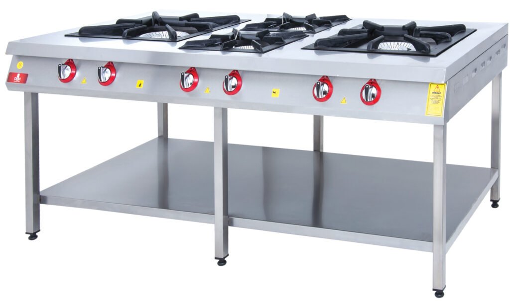 Range and Bottom-Shelf - 6 Burners - 200x100 - Gas — DRN professional kitchen equipment
