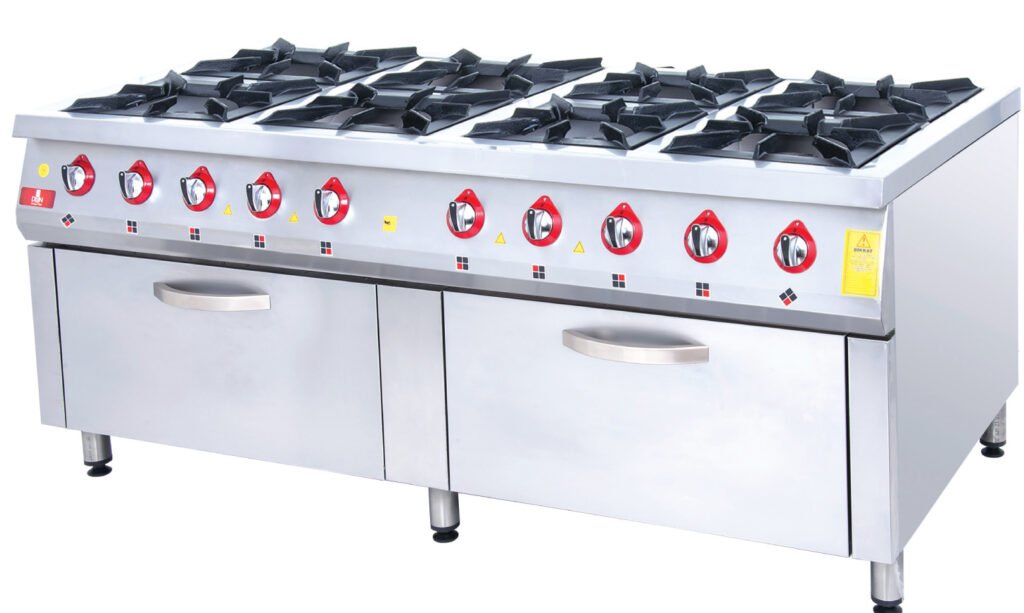 Range and Oven - 8 Burners - 200x100 - Gas — DRN professional kitchen equipment