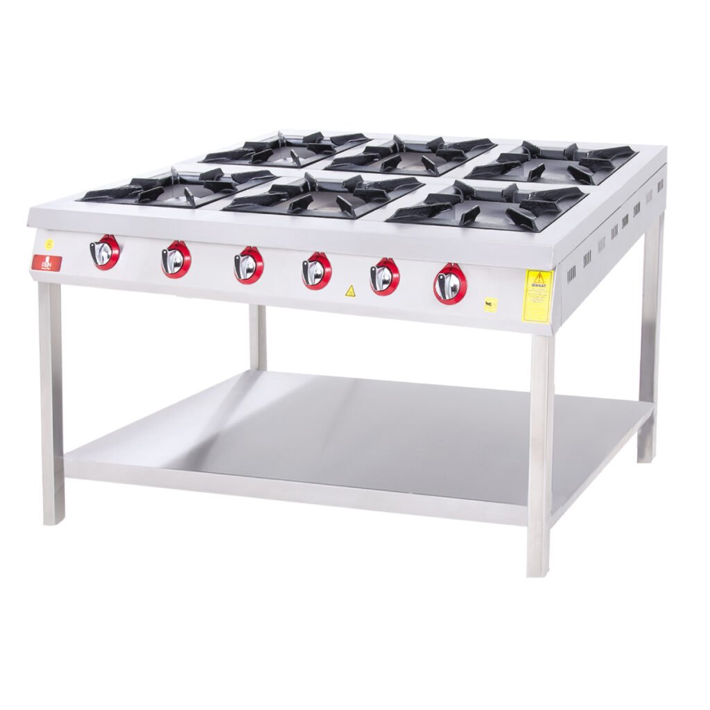 Range and Bottom-Shelf - 6 Burners - 130x80 - Gas — DRN professional kitchen equipment